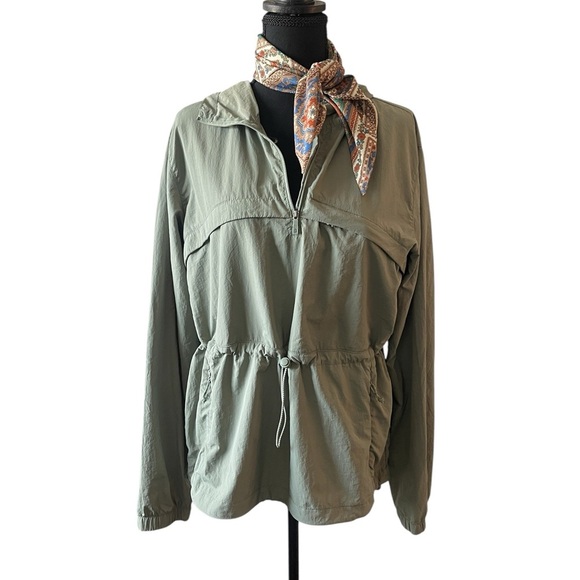 Avalanche Anorak Pullover Jacket Large Agave Green Hooded Windbreaker Minimalist - Picture 5 of 8